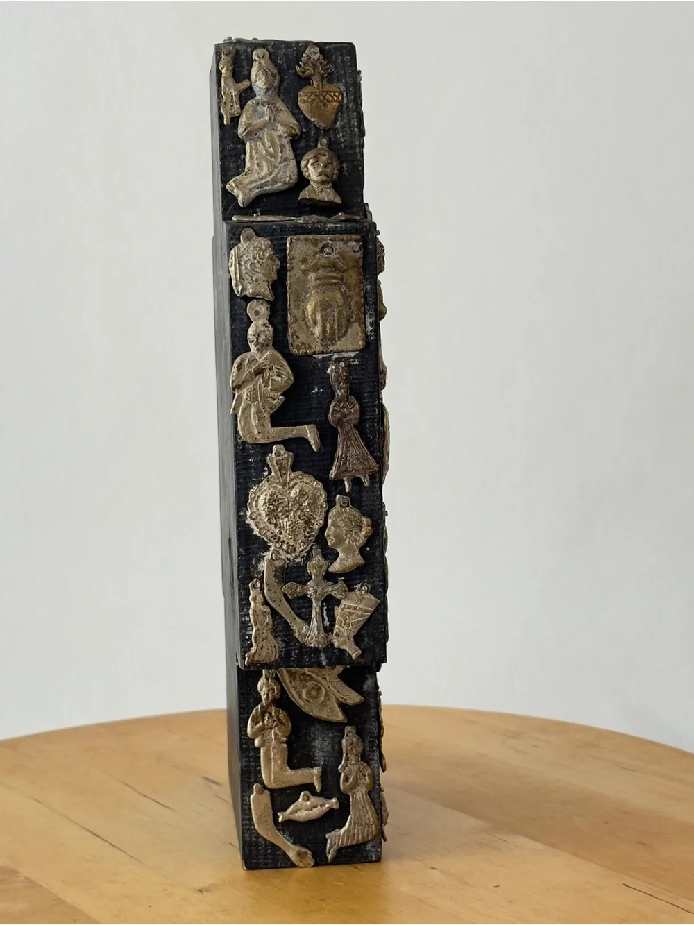 Vintage Estela Ogazon? Milagros Cross Mexican Tin Punched Folk Art,Nailed Charms